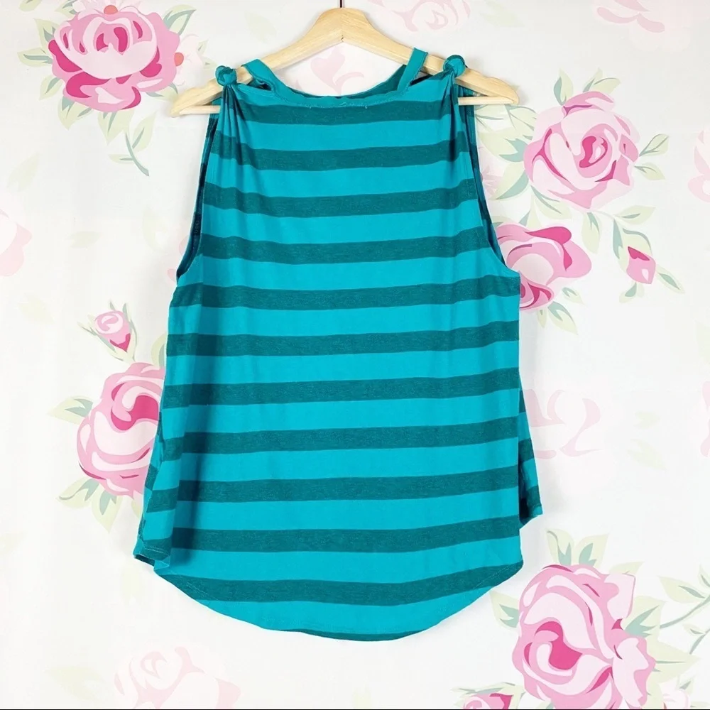 NEW Free People Twist Stripe Tank Distressed Top L